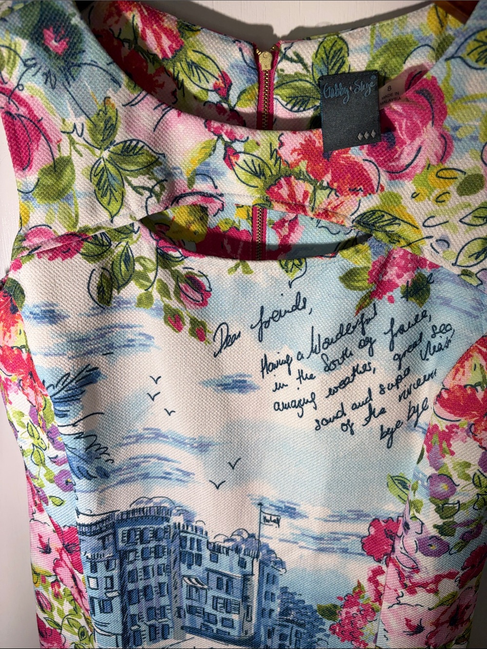 Gibson Latimer Floral Coastal Print Sheath Dress - Pink, Blue, Green